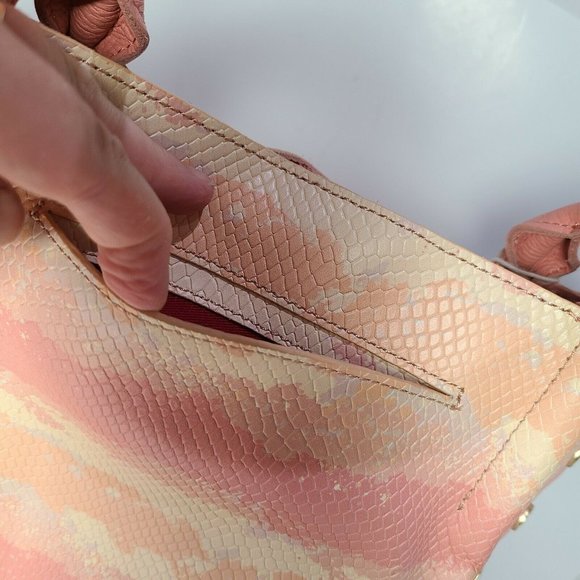 Hammitt Oliver Medium Tote Pink Himalayan Snake Hobo Leather Bag 10W"x13H" new - Picture 4 of 12